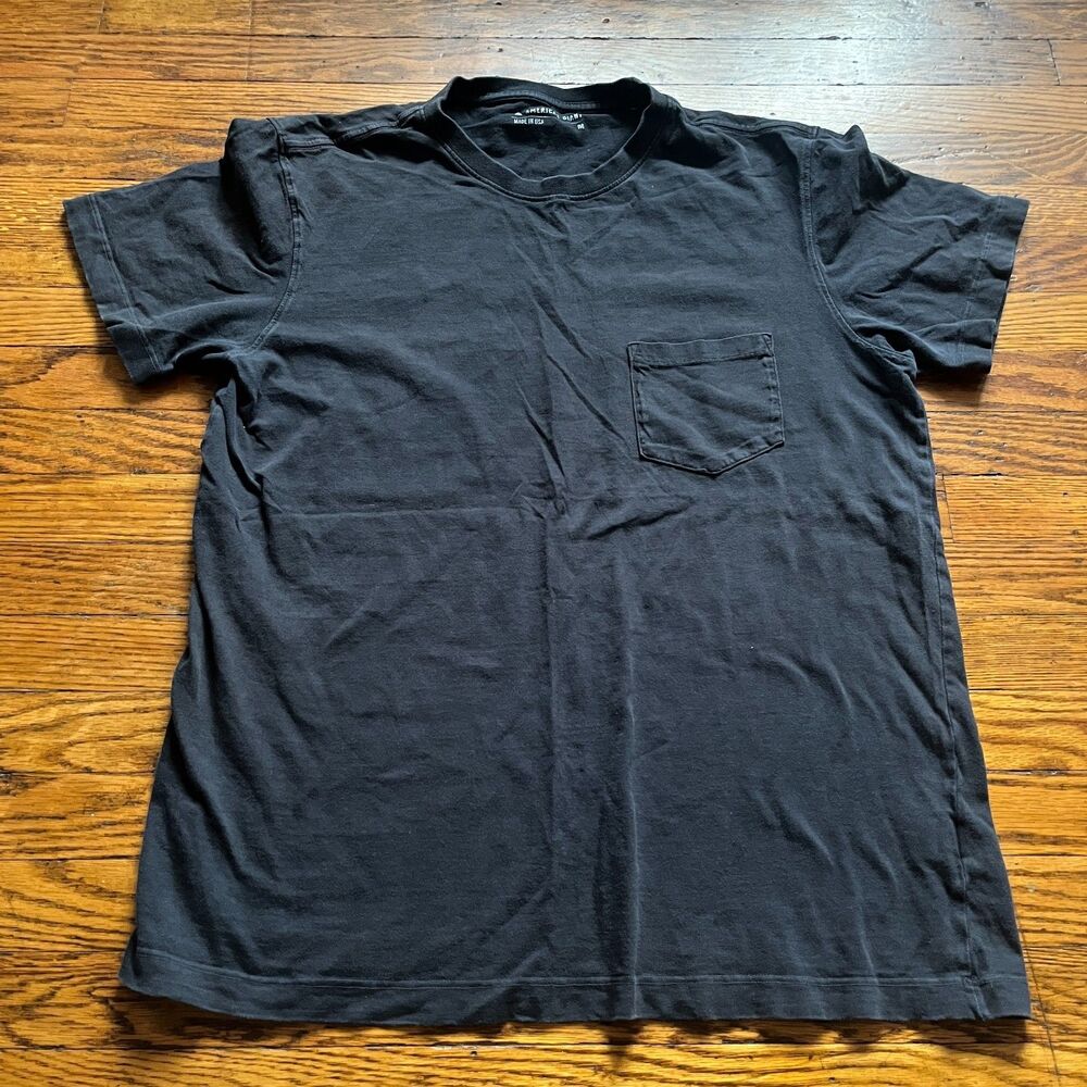 American Giant Black Pocket T-Shirt Men's M Medium Crew Neck Made in USA Minimal